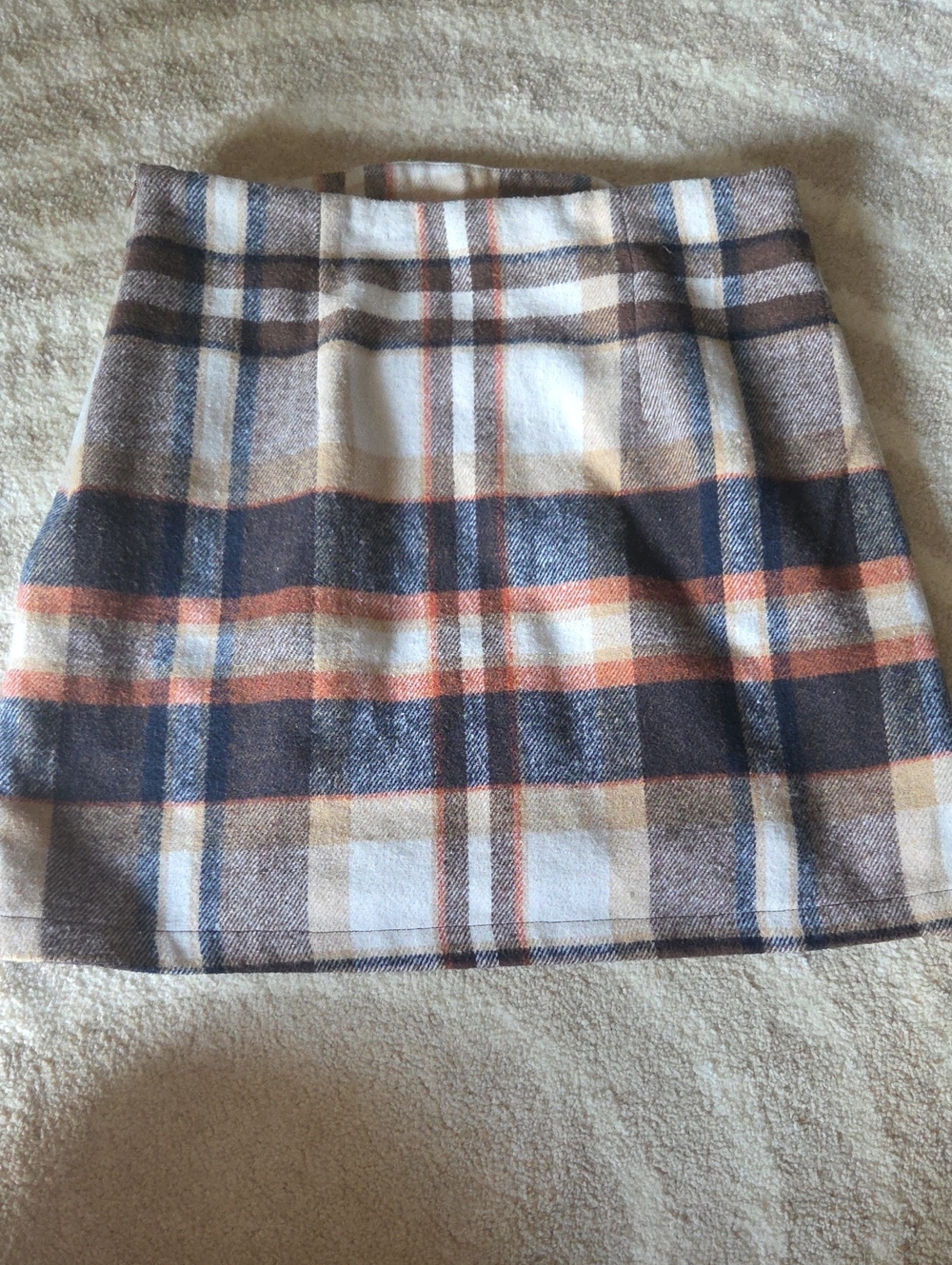 Cupshe Plaid Mini Skirt in Cream, Navy & Brown